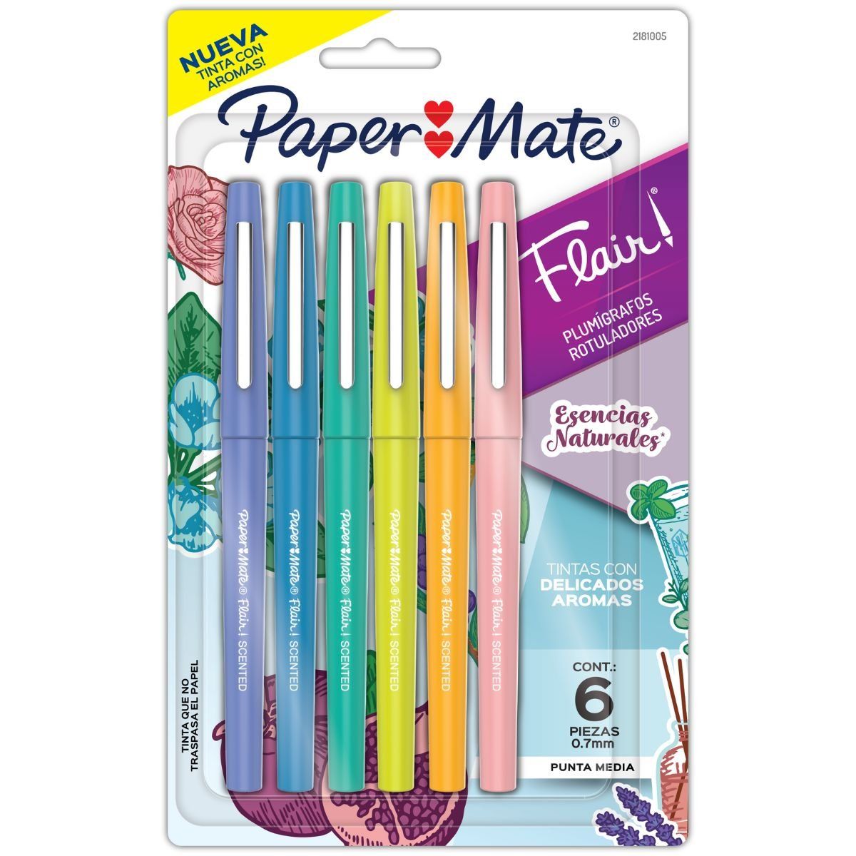 PAPER MATE - Marcadores Paper Mate Flair con 6 Aromas Escencias Naturales