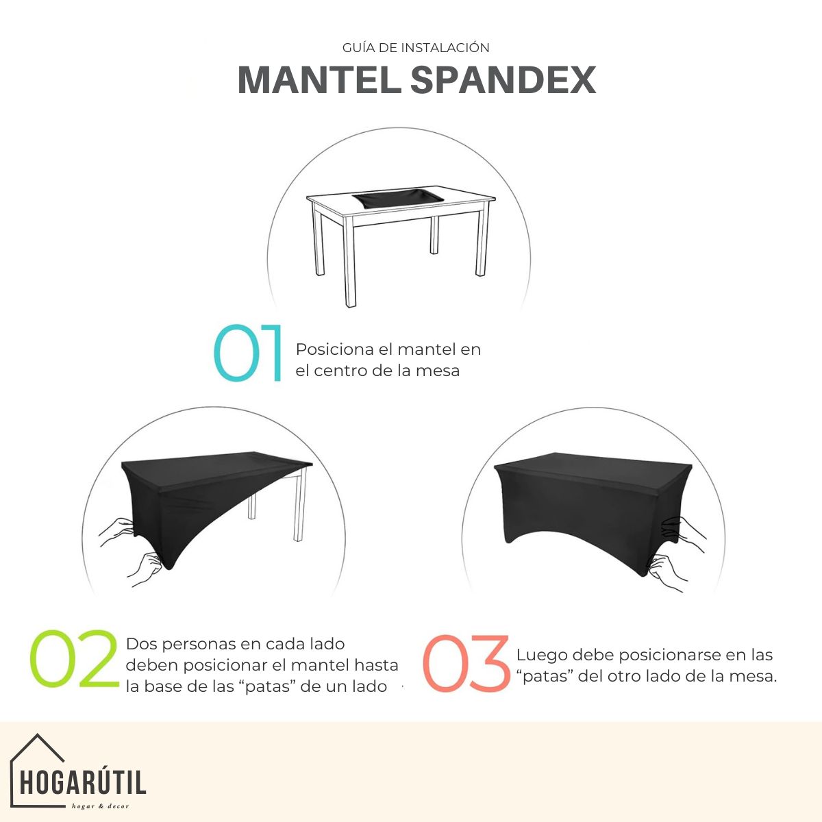 GENERICO - Funda Mantel Tela Spandex Mesa 120cm - 4ft Evento Hogarútil Negro
