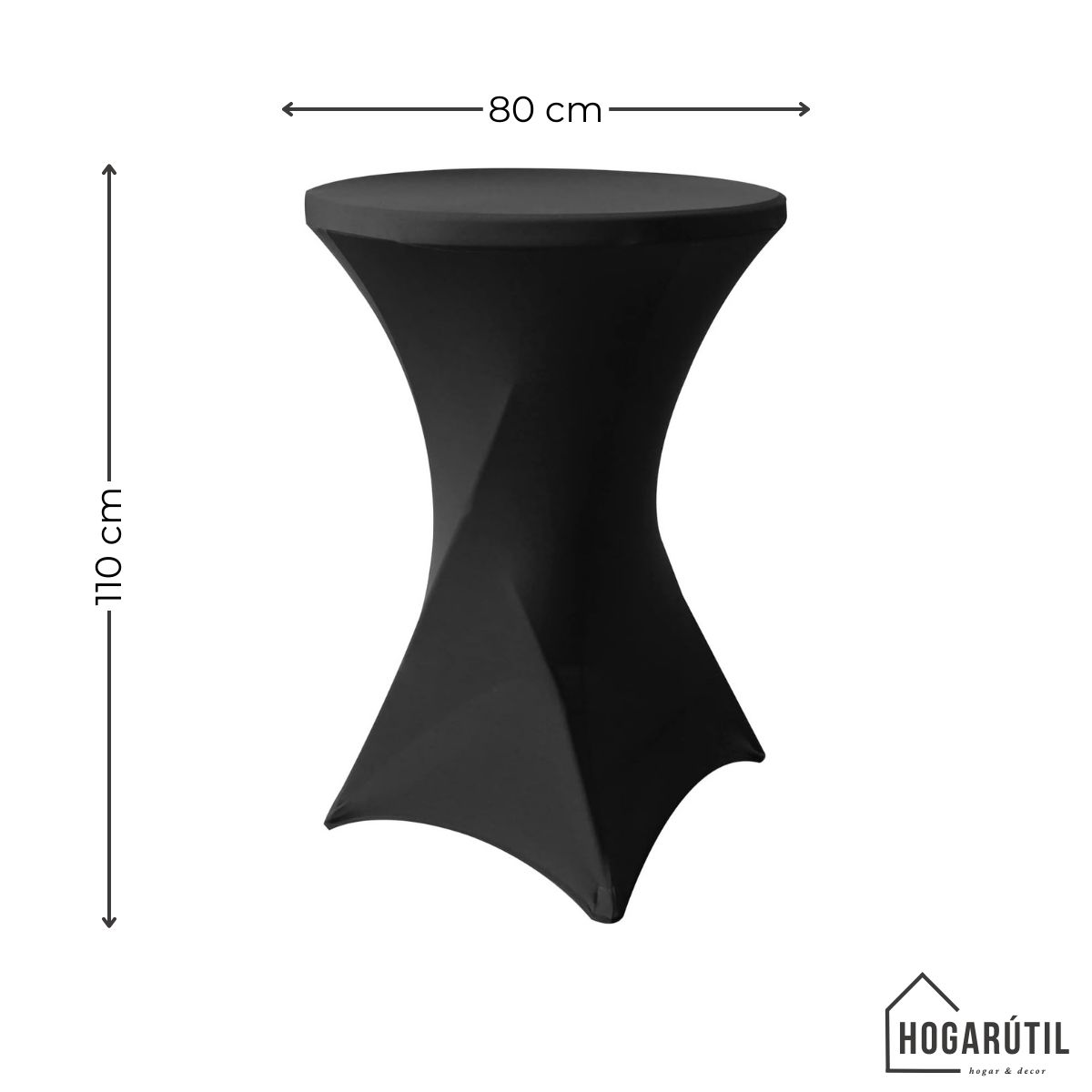 GENERICO - Funda Mantel Tela Spandex Redondo 80x110cm Evento Hogarútil Negro