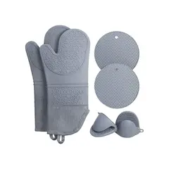 GENERICO - Set Guantes Horno Cocina Agarraderas Silicona Hogarutil