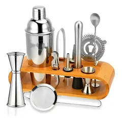 IMPORTCLICK - Juego Bar Coctelera Utensilios Inoxidable 12 Piezas Negro