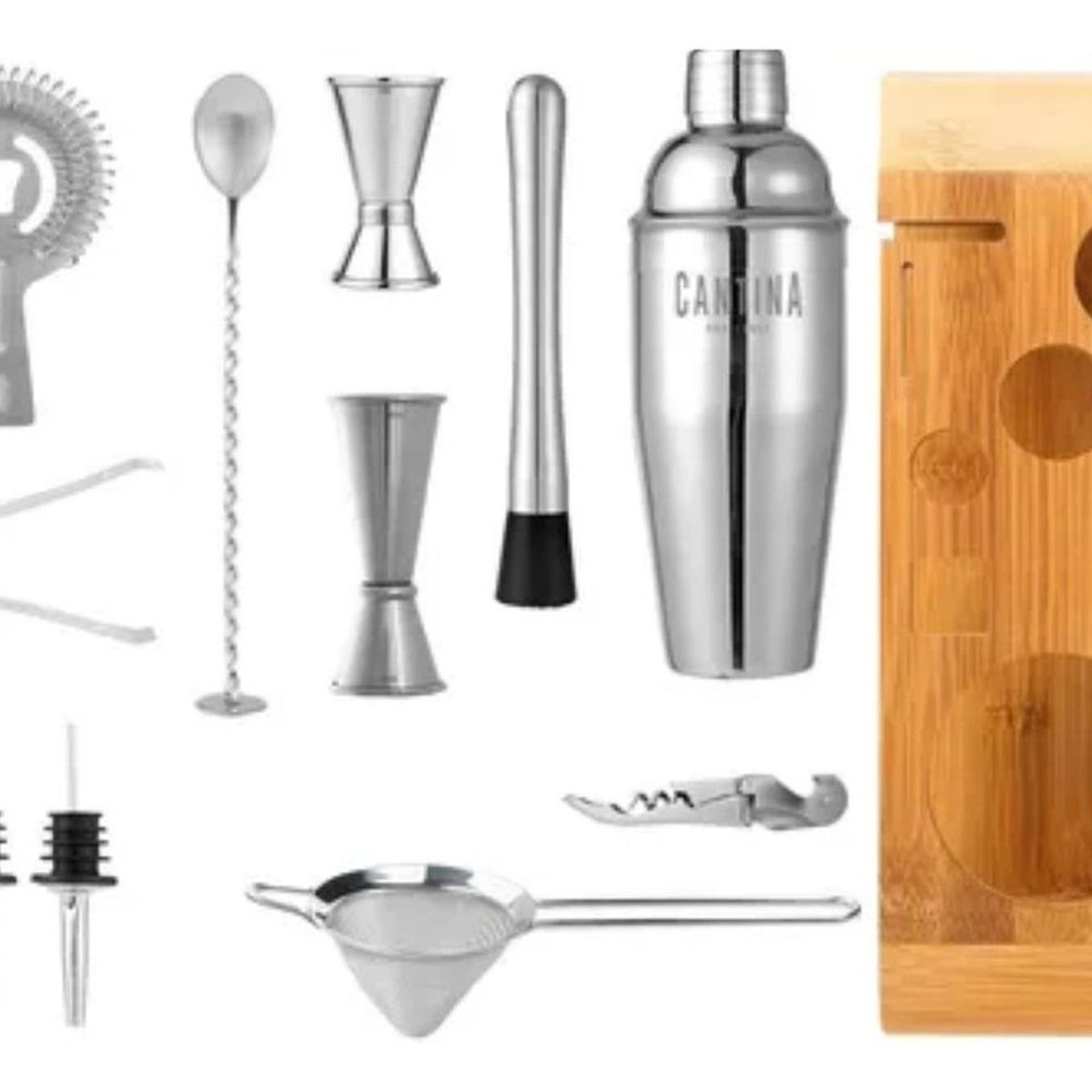 IMPORTCLICK - Juego Bar Coctelera Utensilios Inoxidable 12 Piezas Negro IMPORTCLICK