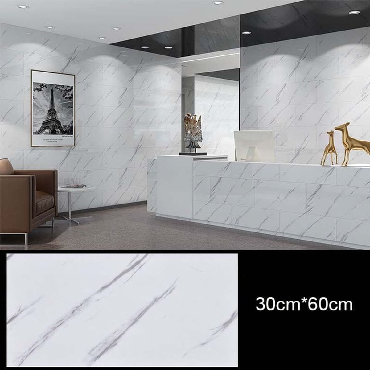 U BUY - Pack 50 Laminas Autoadhesivas Pared Marmol Pvc Impermeable - Blanco