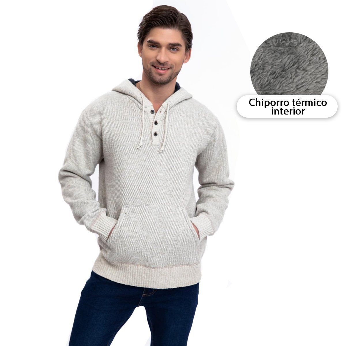JM - Sweater Chaleco Térmico Forrado Chiporro Mezcla Lana Hombre