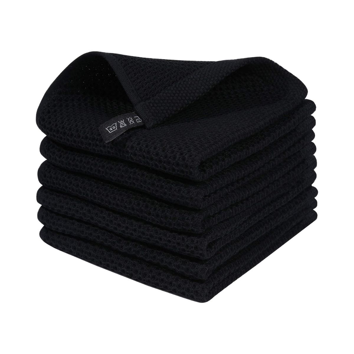 GENERICO - Pack 3 Paño Cocina Algodón Estilo Waffle Hogarutil Negro