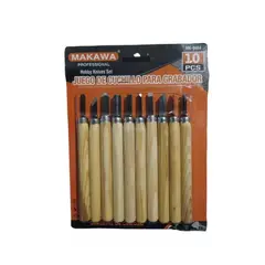 MAKAWA - Juego 10 Gubias / Cuchillos Para Grabado En Madera