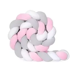 GENERICO - Cojín Trenzado Protección Para Cuna 3 Metros Rosado