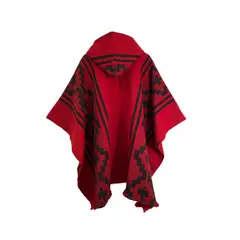 GENERICO - Poncho Con Lana De Alpaca Diseño Tradicional Mapuche