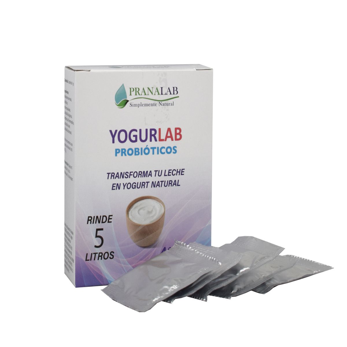 PRANALAB - YOGURLAB PROBIOTICO PARA HACER YOGURT NATURAL 5 SACHET SIN SABOR