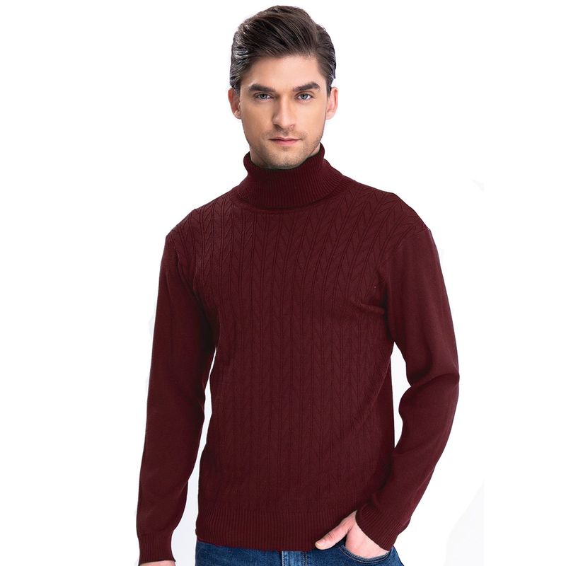 GENERICO - Sweater Chaleco Térmico Mezcla Lana Trenzado Hombre Cuello Alto