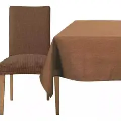 GENERICO - Mantel Con Fundas Cubre Sillas - Juego De 7 Piezas Café claro
