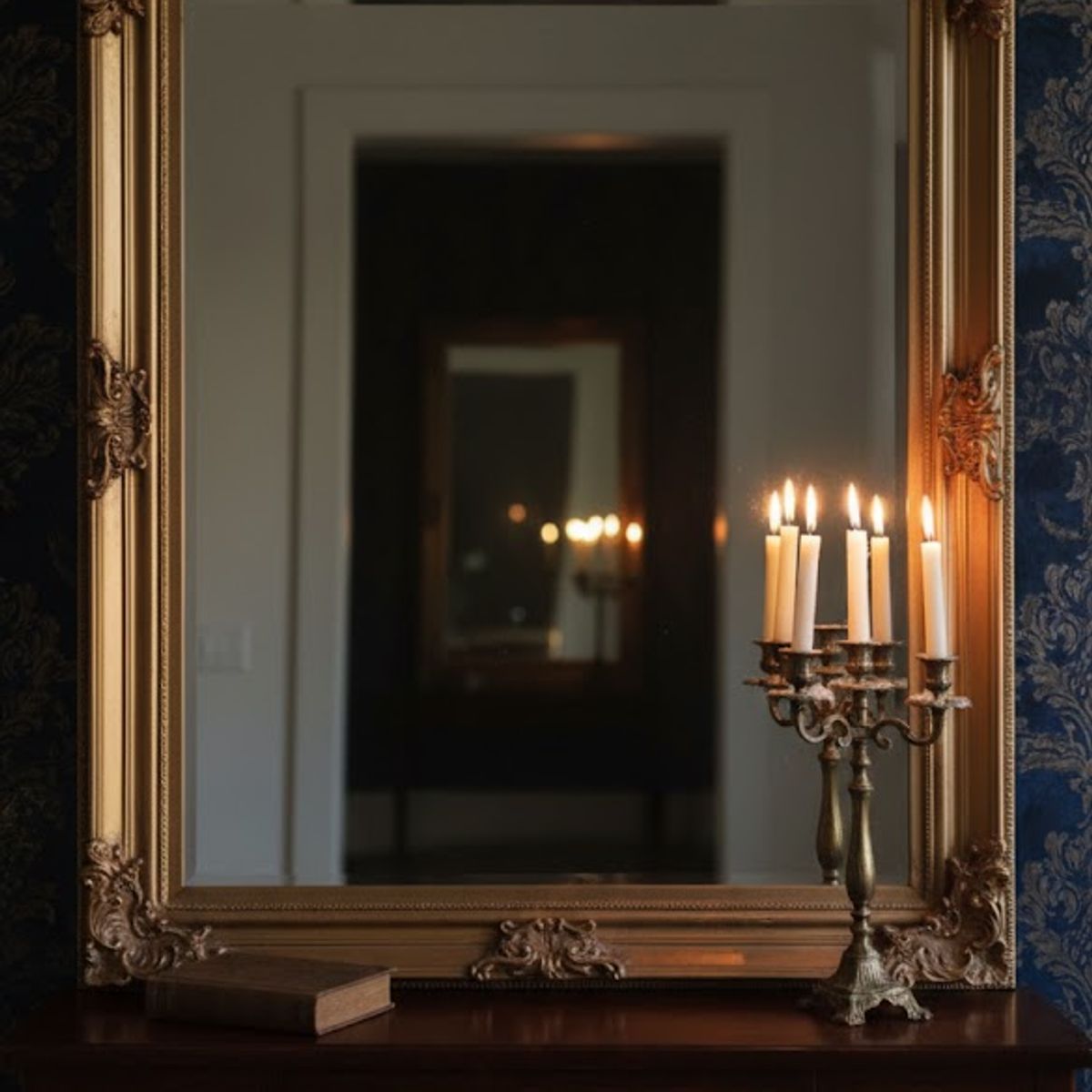 GENERICO - espejo dorado cuadrado tipo talllado 135x94