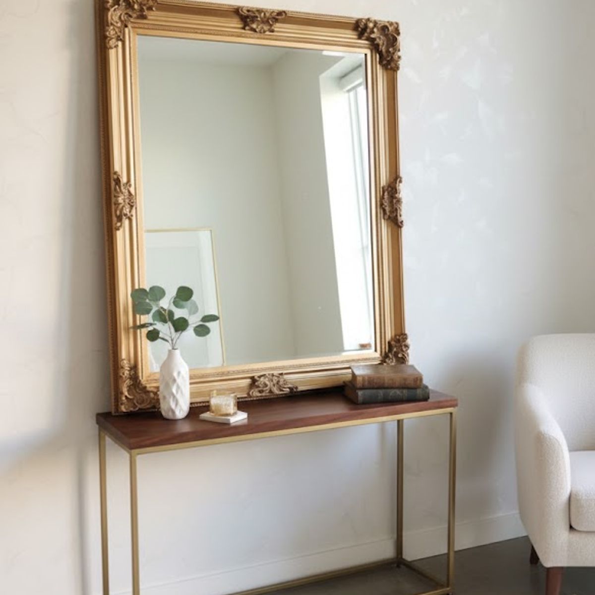 GENERICO - espejo dorado cuadrado tipo talllado 135x94