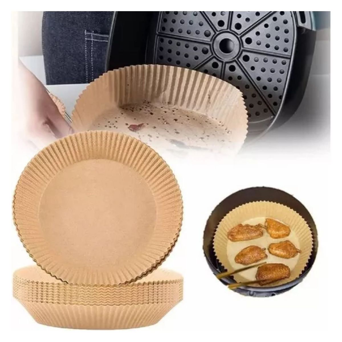 NEW LINE - Pack 500 Forros Desechables Antiadherentes para Freidora de Aire