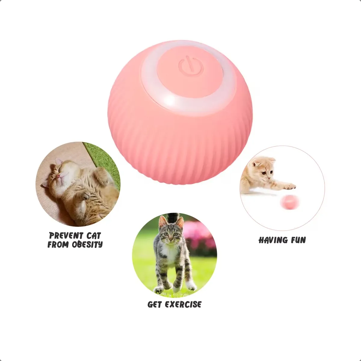 GENERICO - Juguete Gato Bola Interactivo Inteligente Recargable Rosa