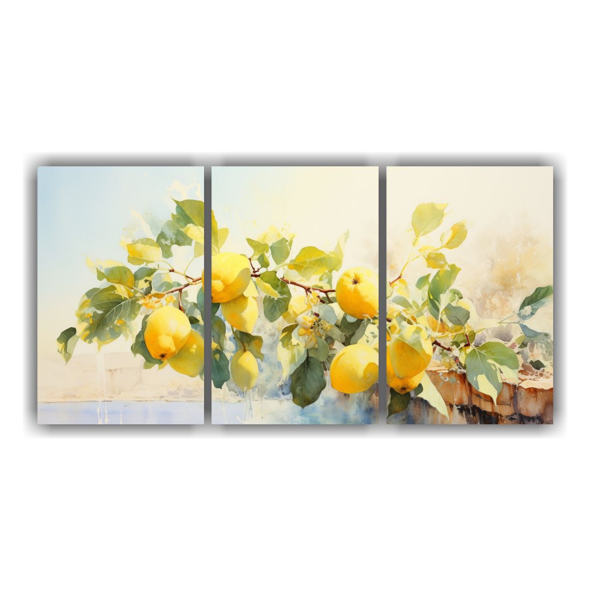 GENERICO - Pintura Abstracta En Colores Amarillo Y Blanco Estilo Galer 240x120cm