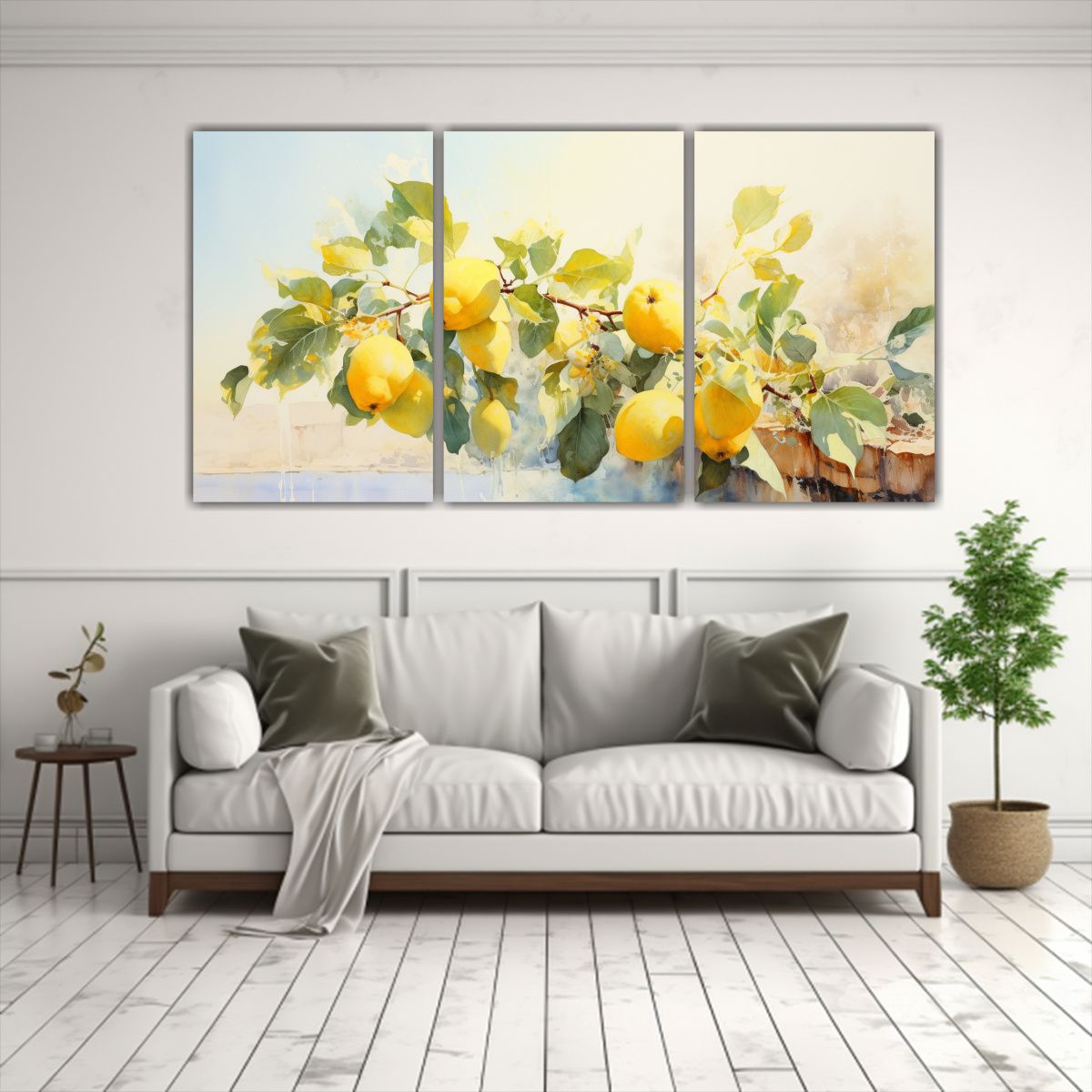 GENERICO - Pintura Abstracta En Colores Amarillo Y Blanco Estilo Galer 240x120cm