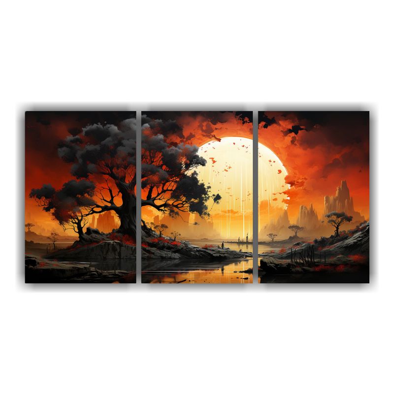 GENERICO - Pinturas Decorativas Multicolor De árbol En Tonos Naranjas  240x120cm