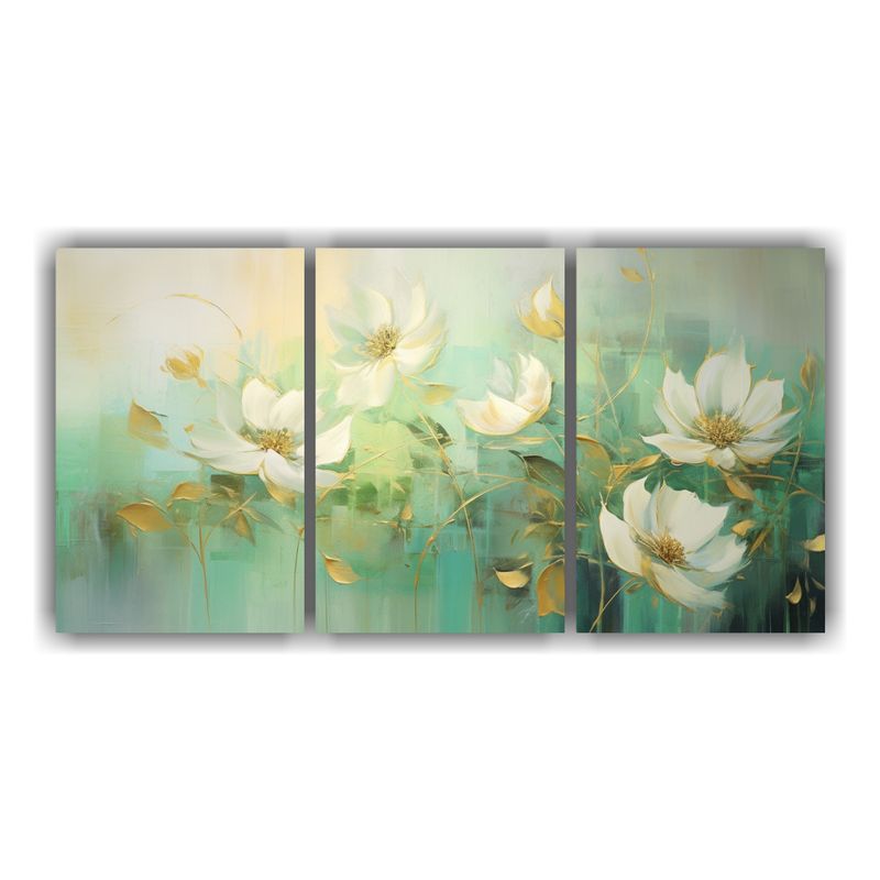 GENERICO - Pintura En Lienzo Estilo Galería De Flores En Colores Verde 240x120cm