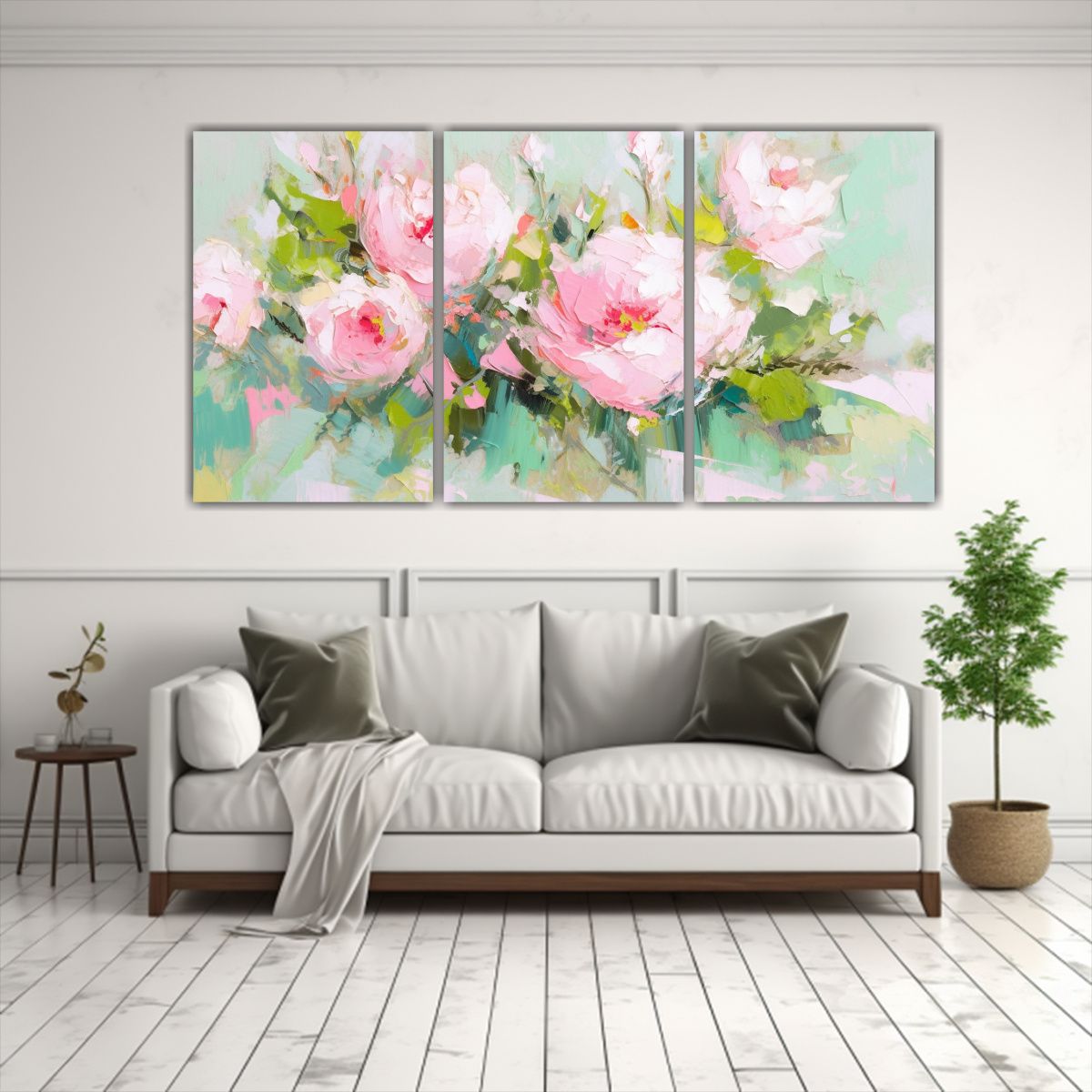 GENERICO - Pintura En Lienzo Estética De Abstracción Con Flores Verde 240x120cm