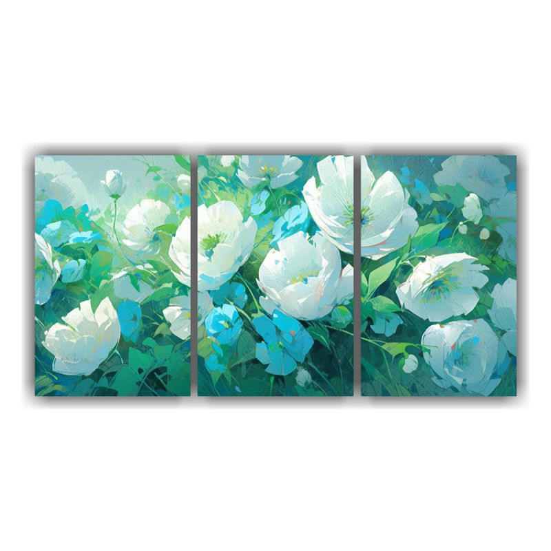 GENERICO - Pintura De Flores En Lienzo En Colores Verde Y Turquesa, Com 240x120cm