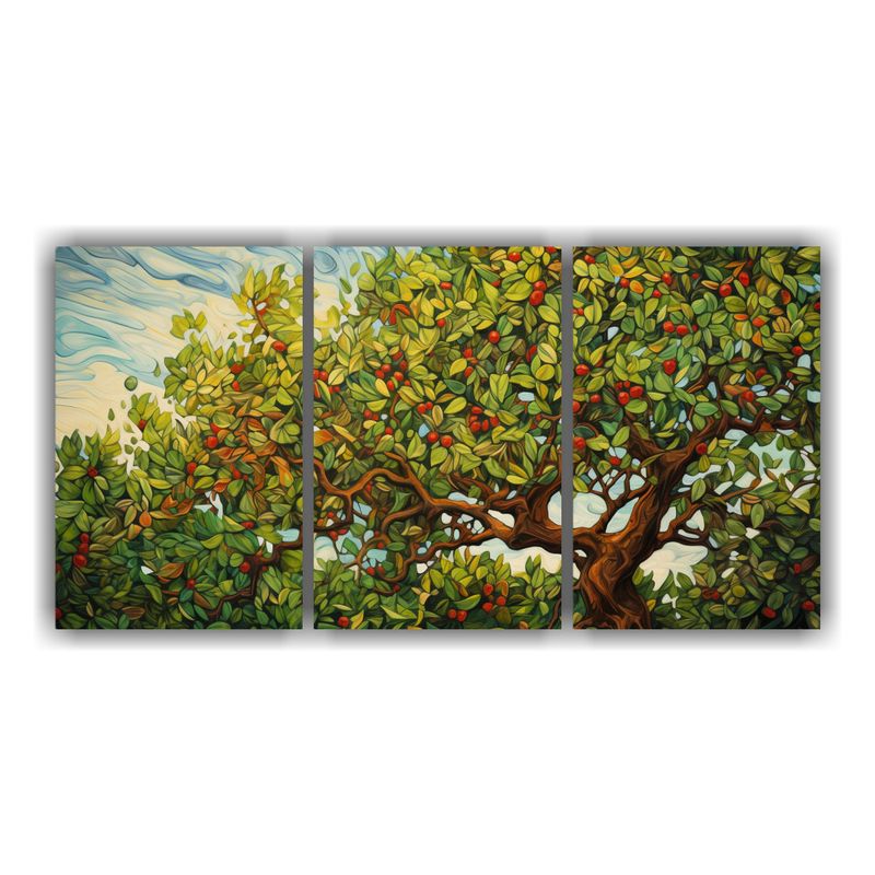 GENERICO - Pinturas Abstractas 3 Lienzos Relieve Abeto, Estilo óleo De 240x120cm