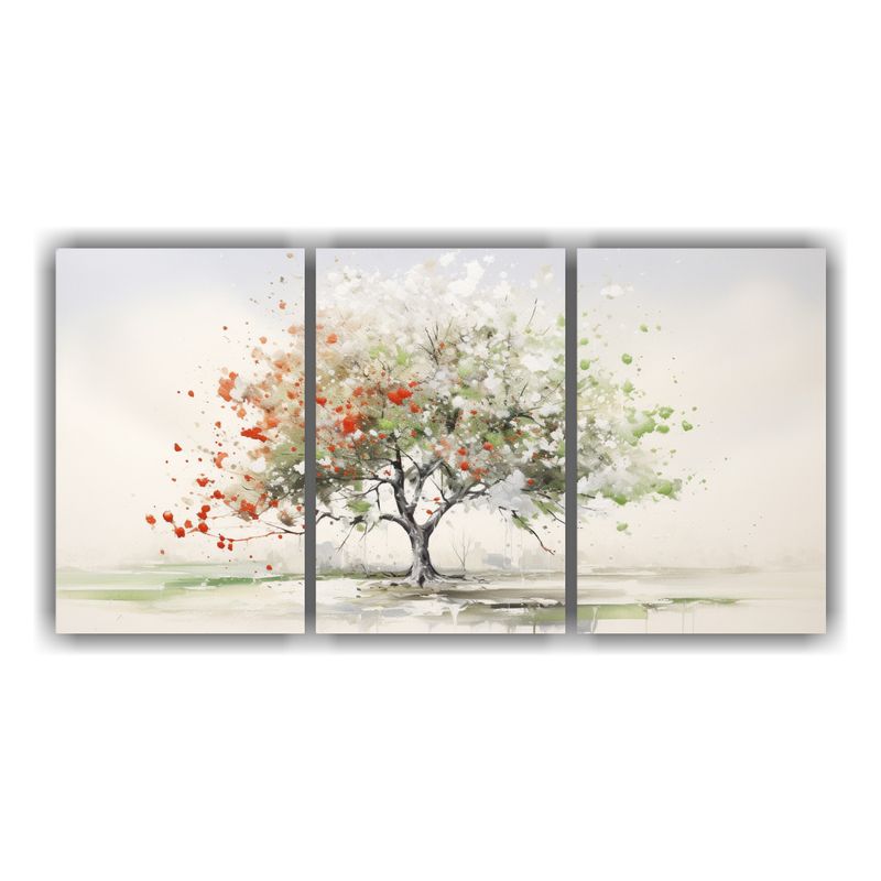 GENERICO - Pintura Abstracta De árbol De Acebo Con Colores Blancos Y A 240x120cm