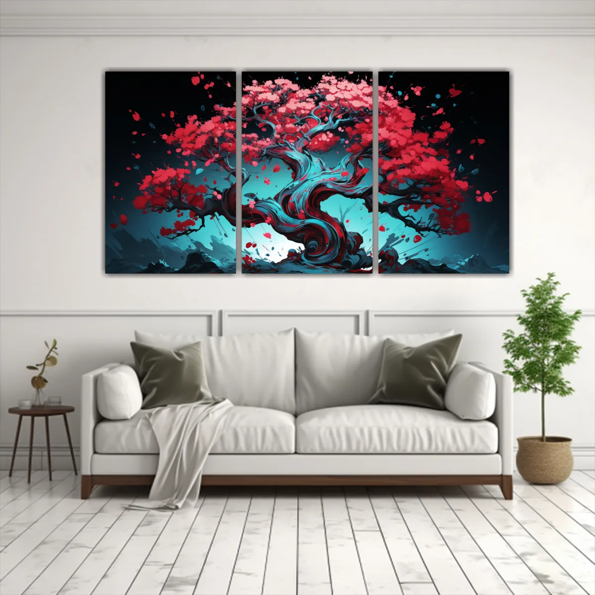GENERICO - Conjunto 3 Telas Bastidor Fotografía Fantasía Árbol Junip 240x120cm