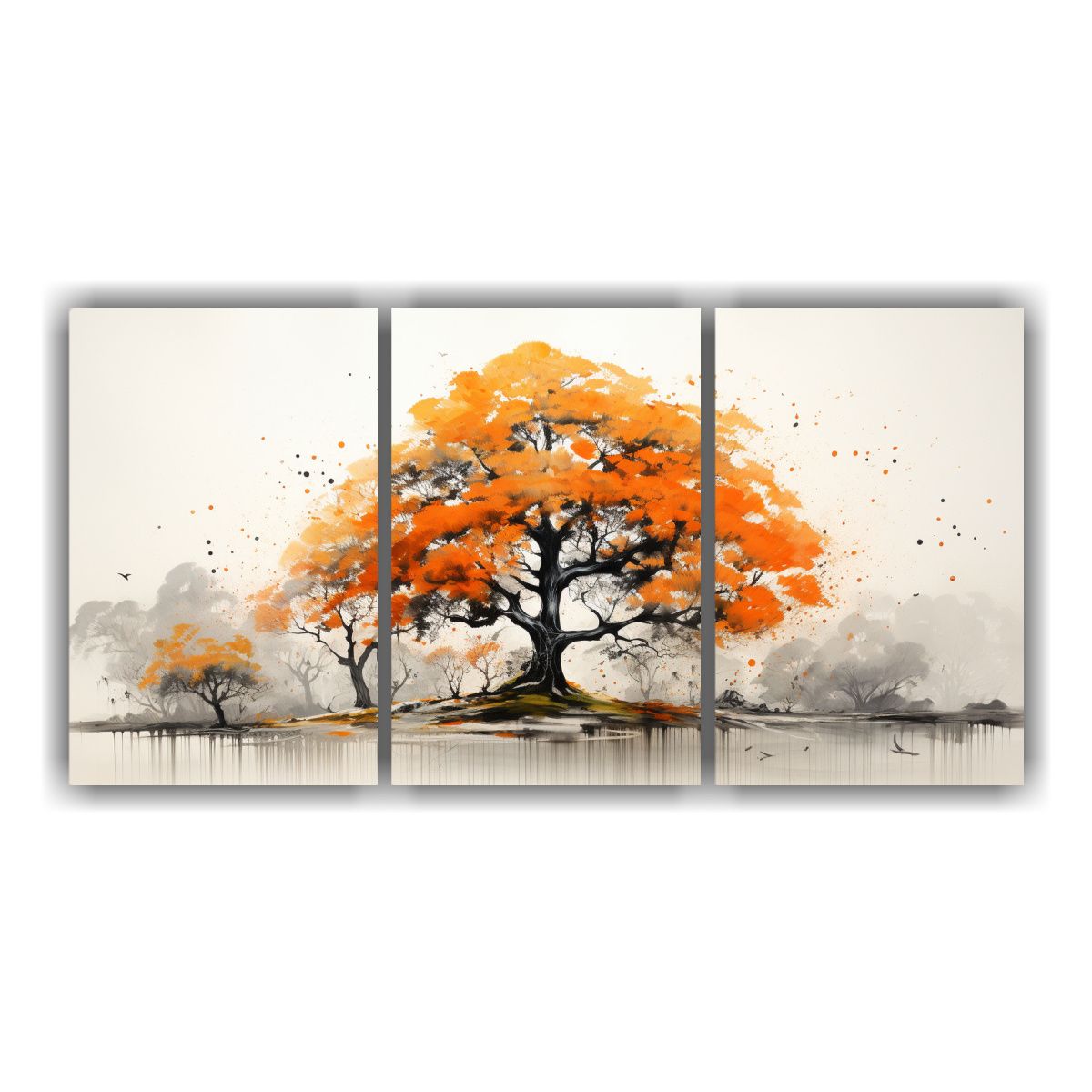 GENERICO - Pintura Abstracta árbol De Kauri Naranja Y Negro 240x120cm