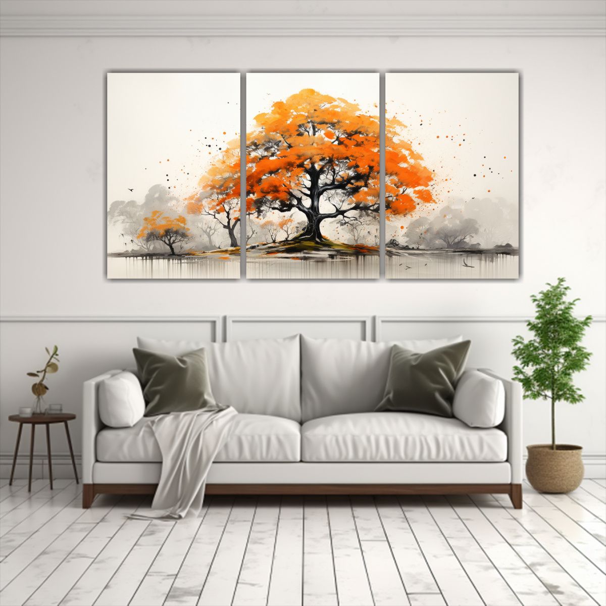 GENERICO - Pintura Abstracta árbol De Kauri Naranja Y Negro 240x120cm