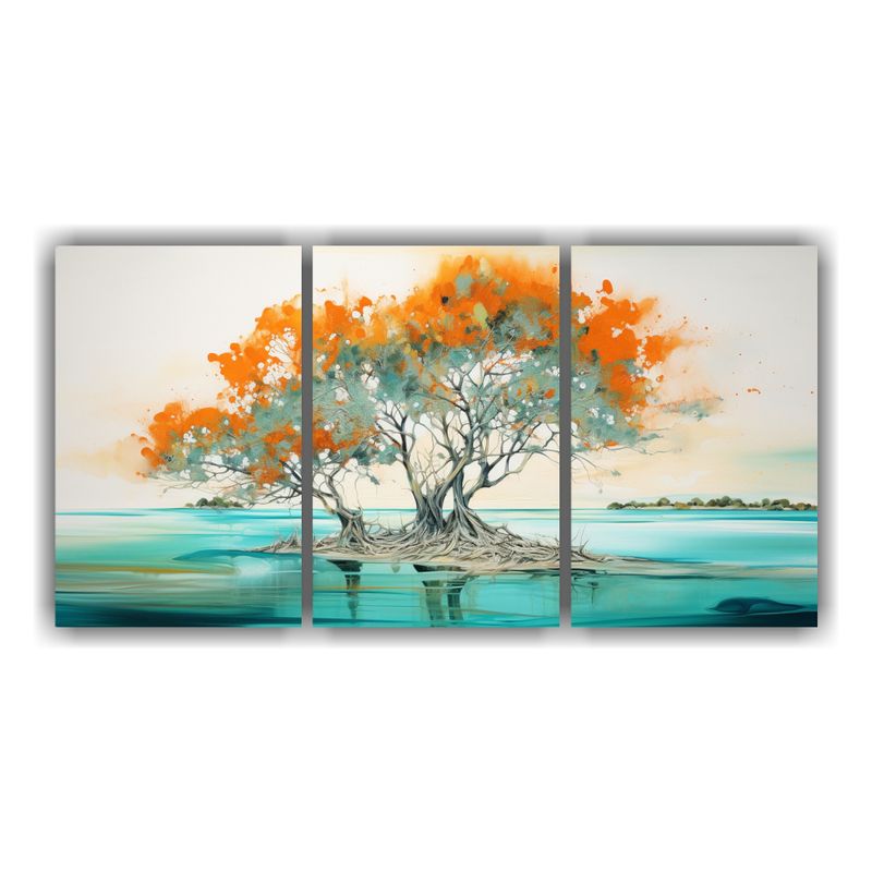 GENERICO - Pinturas Abstractas De Figuras A árbol De Mangle Turquesa Y 240x120cm