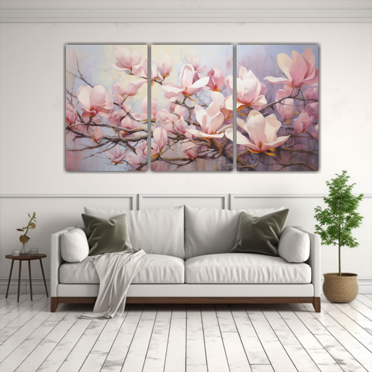 GENERICO - Artes De Pared Acuarela Magnolias Abstracto 240x120cm