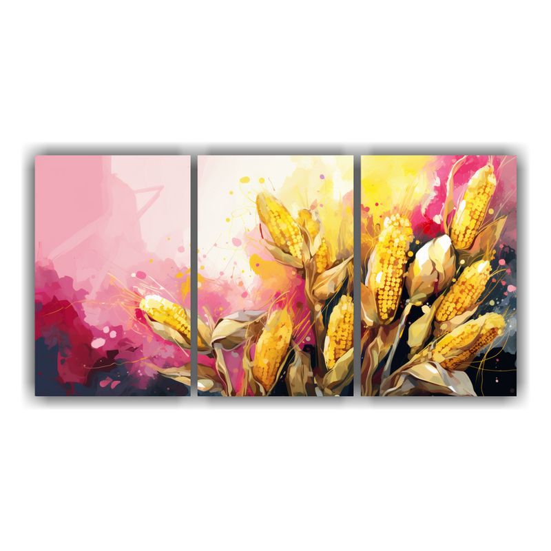 GENERICO - Cuadros Adorables De Maíz En Amarillo Y Rosa Con Atmósfera 240x120cm