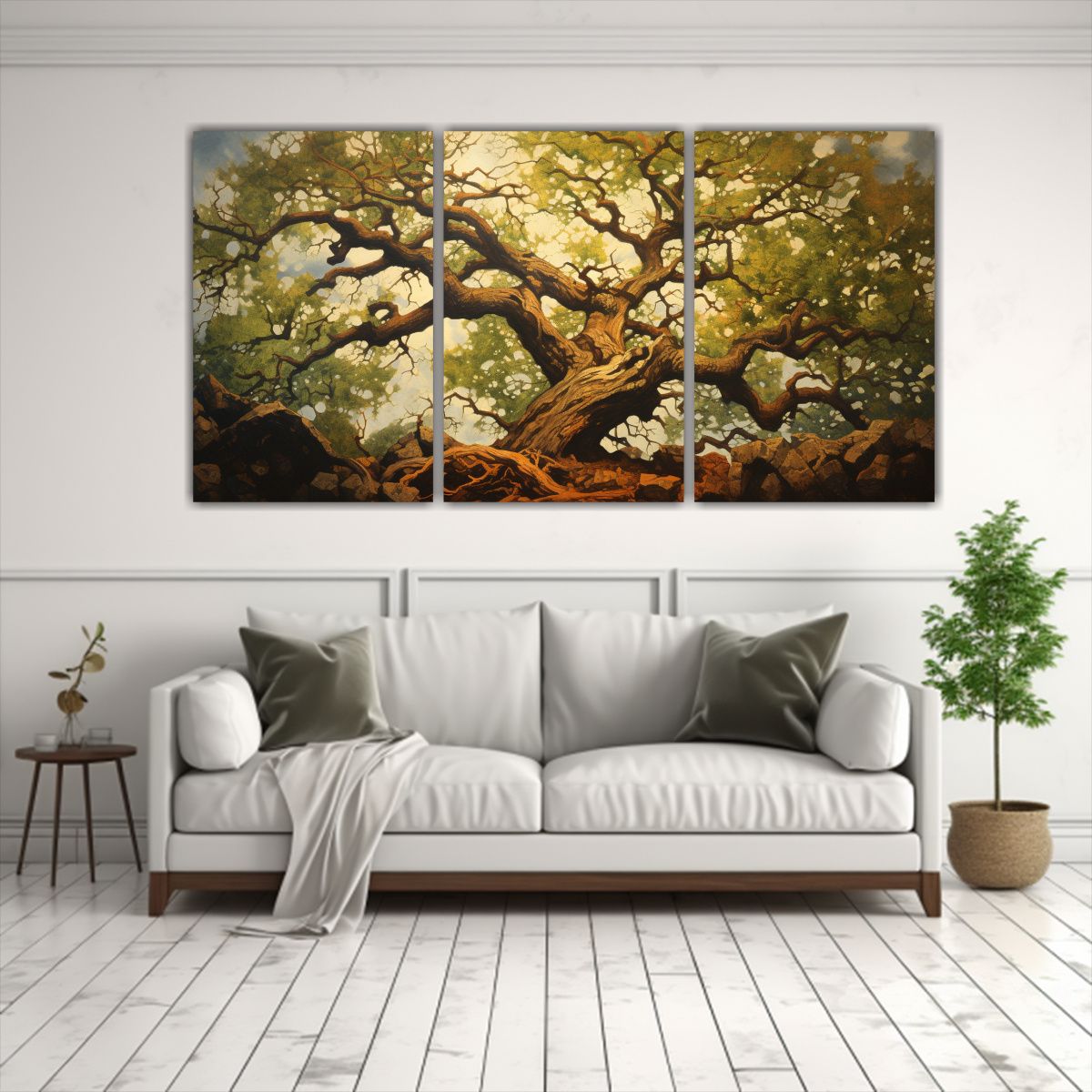 GENERICO - Set 3 Telas Abstractas Intensidad A Árbol De Roble Pintura  240x120cm