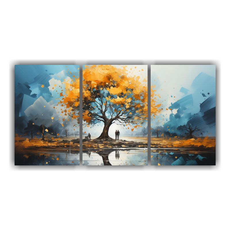 GENERICO - Pintura Abstracta De árbol De Roble En Colores Turquesa Y D 240x120cm