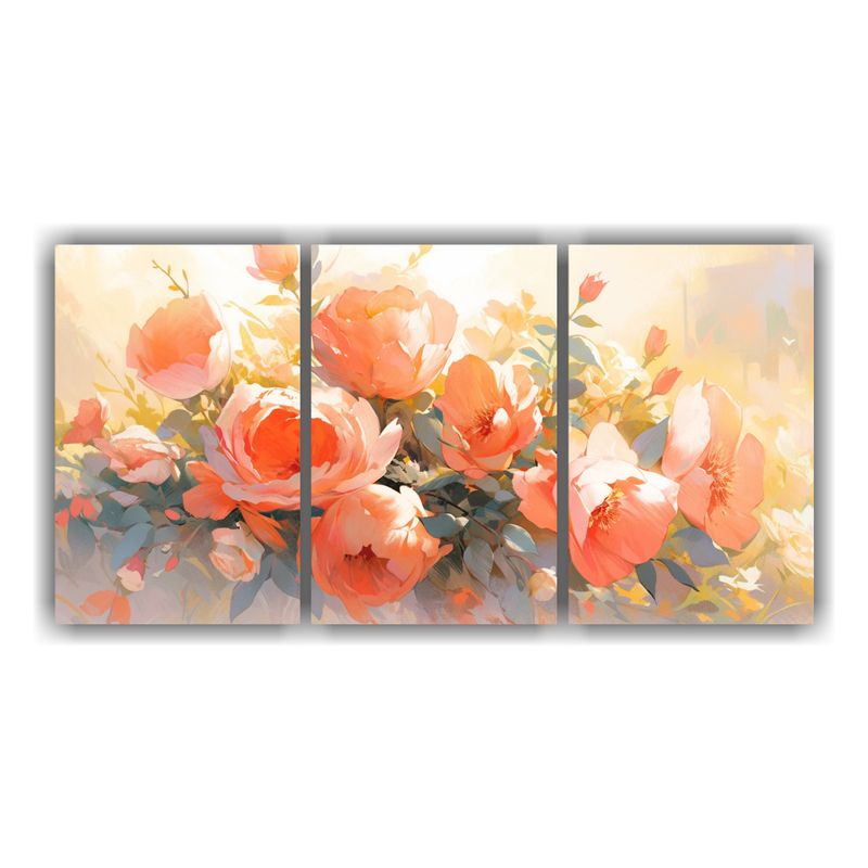 GENERICO - Tríptico De Tonos Resistentes Con Flores En Colores Naranja 240x120cm