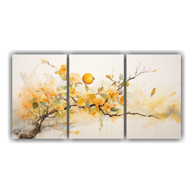 GENERICO - Pintura Abstracta De Un árbol De Durazno En Colores Amarill 240x120cm