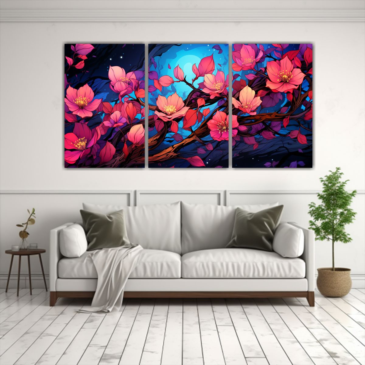 GENERICO - Pintura Baño Diseño Arte árbol Morado Y Turquesa Estilo N 240x120cm