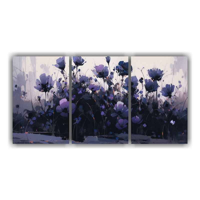 GENERICO - Pintura En Lienzo De Flores En Colores Púrpura Y Negro Con  240x120cm