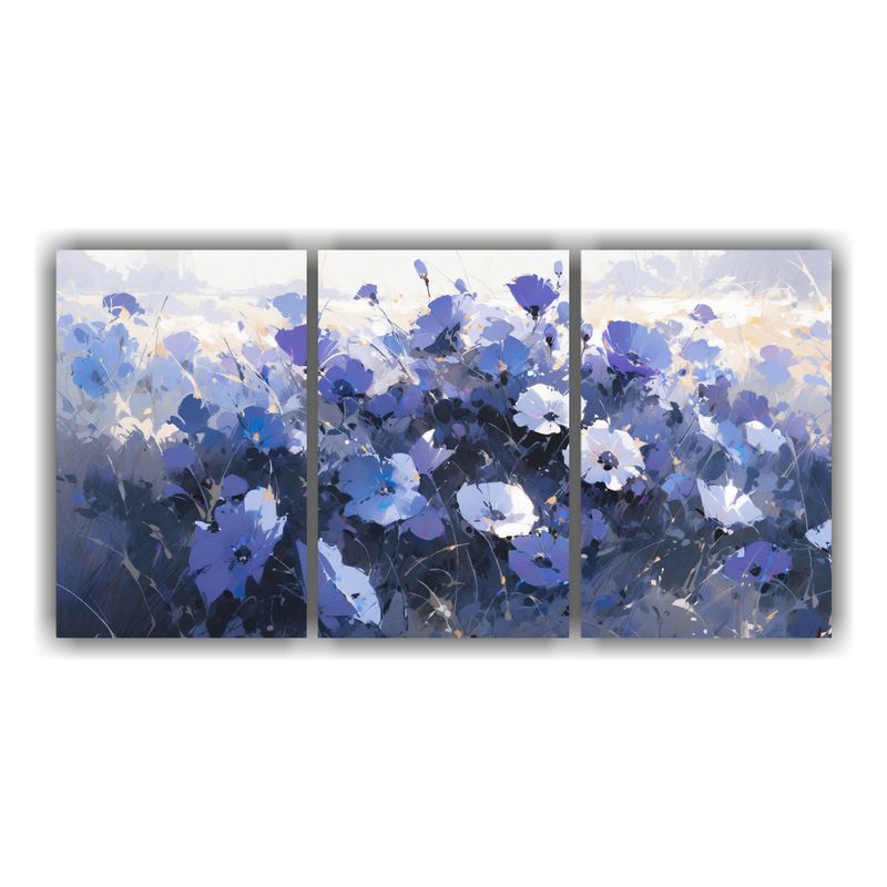 GENERICO - Pintura En Lienzo De Flores En Los Colores Púrpura Y Azul E 240x120cm