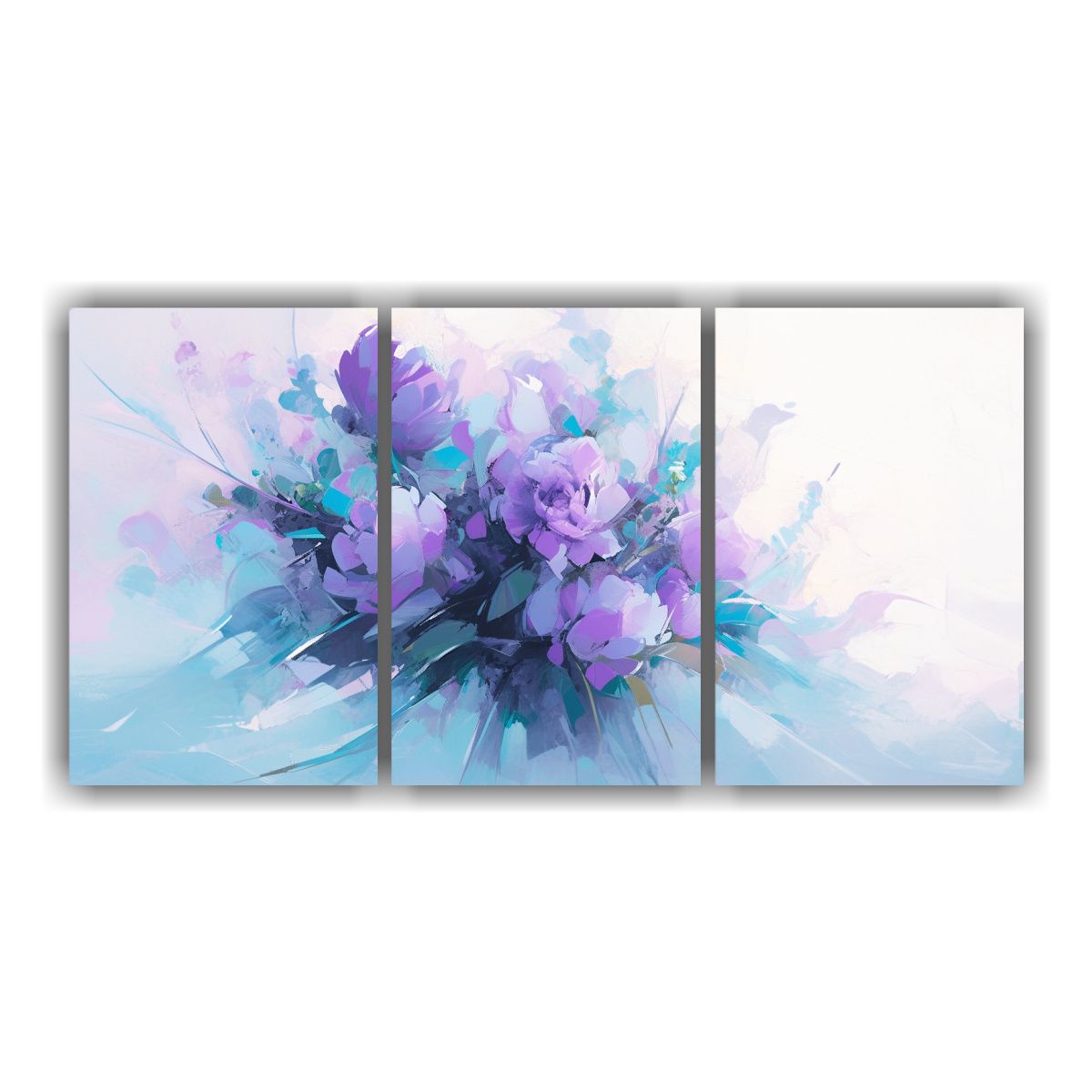 GENERICO - Tres Cuadros Cuadro Estético Pintura De Flores Púrpuras Y  240x120cm