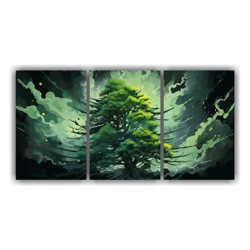GENERICO - Cuadros Modernos Época A Árbol De Secuoya En Verde Y Negro 240x120cm