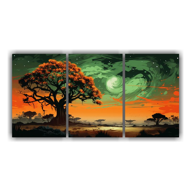 GENERICO - Artes Hermoso Formación árbol En Verde Y Naranja Para Deco 240x120cm