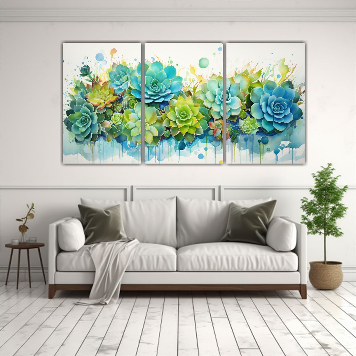 GENERICO - Pintura Abstracta Vintage De Colores Verdes Con Decoración  240x120cm