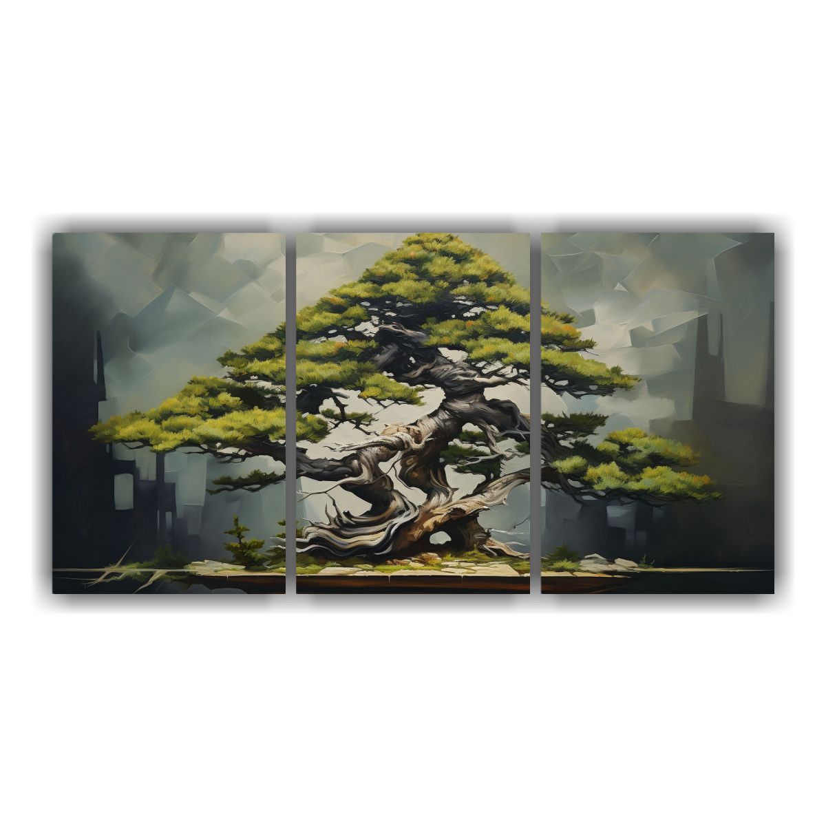 GENERICO - Conjunto De 3 Lienzos Decorativos Perspectiva Árbol De Bons 240x120cm