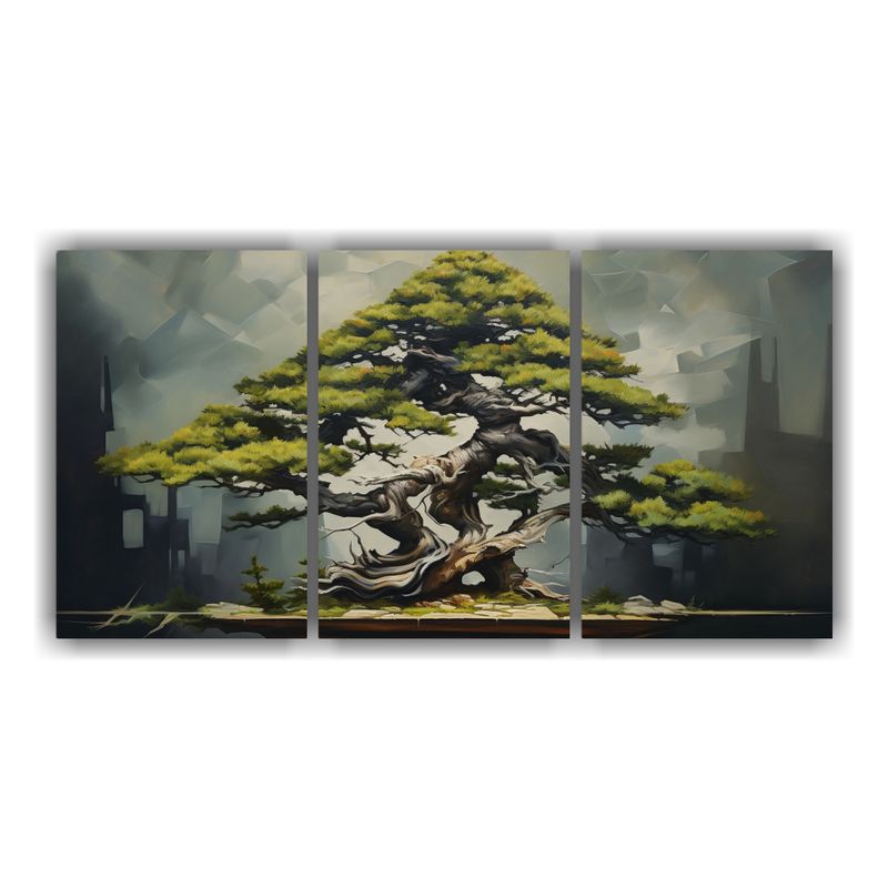 GENERICO - Conjunto De 3 Lienzos Decorativos Perspectiva Árbol De Bons 240x120cm