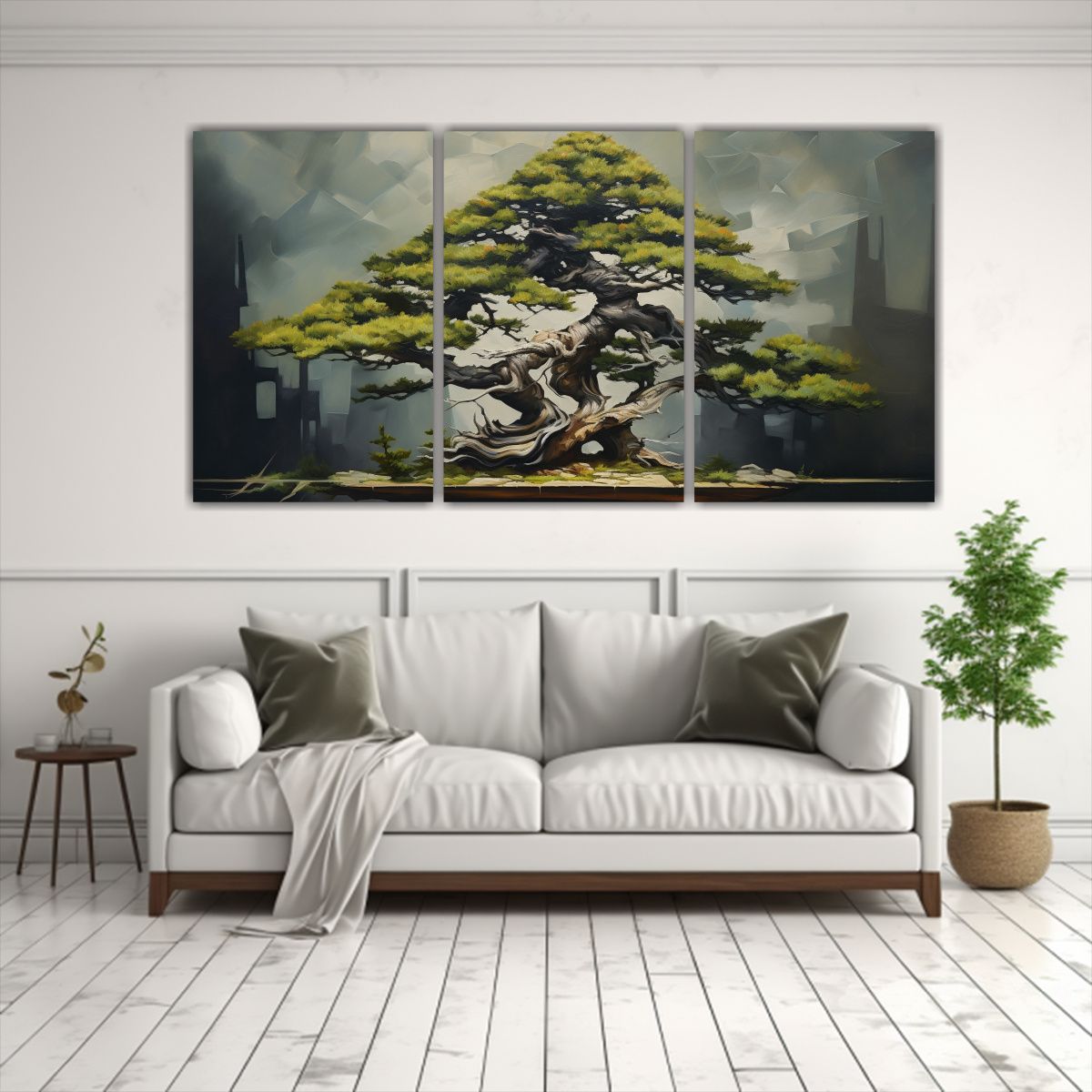 GENERICO - Conjunto De 3 Lienzos Decorativos Perspectiva Árbol De Bons 240x120cm