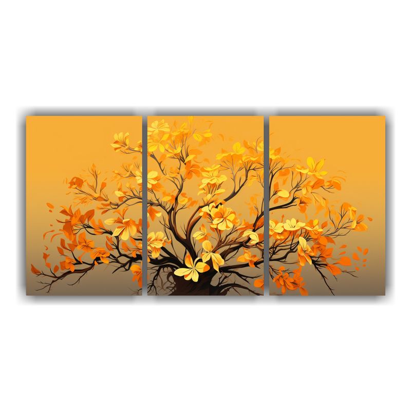 GENERICO - Cuadro Decorativo De árbol Tropical En Amarillo Y Naranja E 240x120cm