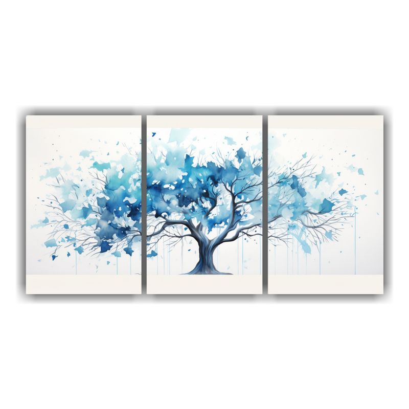 GENERICO - Pintura Abstracta De árbol Tropical En Blanco Y Azul Para D 240x120cm