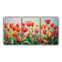 GENERICO - Pintura Abstracta De Tulipanes En óleo Con Detalles De Alta 120x60cm